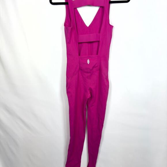 FP Movement by Free People  Never Better Strappy Back Jumpsuit Hot Pink NWOT - Picture 8 of 13